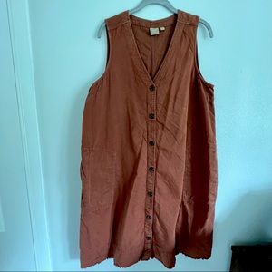 Gap Khakis Clay Chino Button-down Dress with Pockets size L Tall